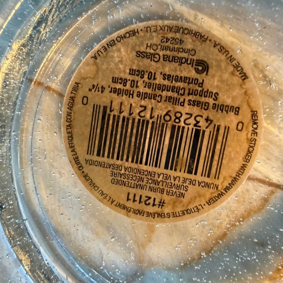 Indiana Glass Bubble Glass Pillar Candle Holder 4 1/4 Inch Diameter #12111 - Picture 2 of 4